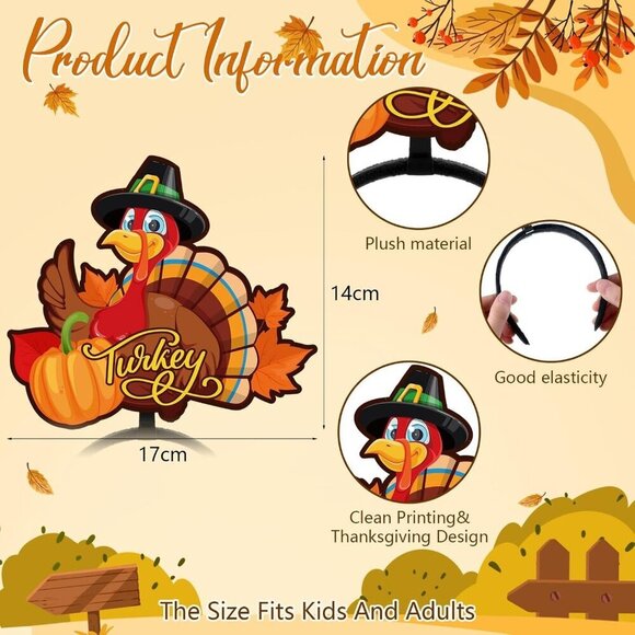 12 Pcs Thanksgiving Turkey Headbands Set Fun Holiday Party Decor Accessories main image 5